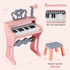 Costway 17.5in Height Mini Keyboard Piano for Kids 25 Keys Electric Piano w/Stool, Music Stand & Microphone
