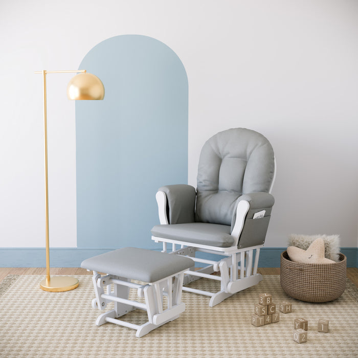 Storkcraft Hoop Fauteuil bercant et pouf - Blanc avec gris clair