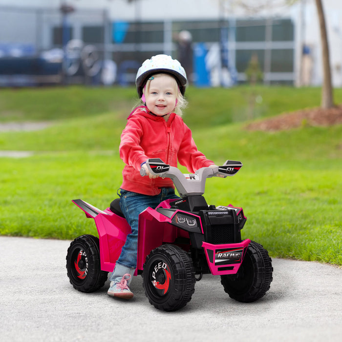 Aosom Quad 6 V Pour Enfants, Vehicule Electrique Alimente Par Batterie Pour Enfants Avec Roues Resistantes A L'usure, Pour Garcons Et Filles Ages De 18 A 36 Mois, Rose