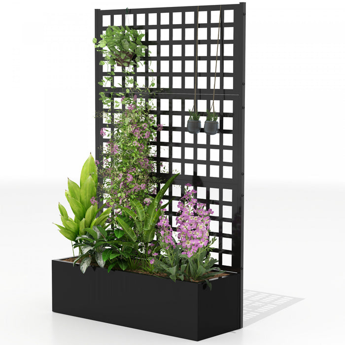 Outsunny Jardiniere galvanisee avec treillis, 43\" x 16\" x 70\"