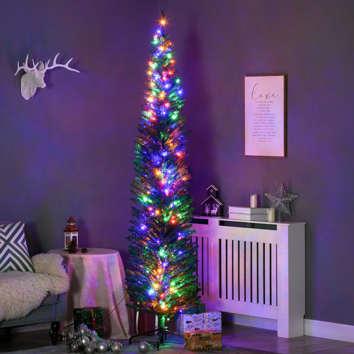 Homcom Arbre De Noel Artificiel De 7,5 Pi Avec Lumieres Led Colorees