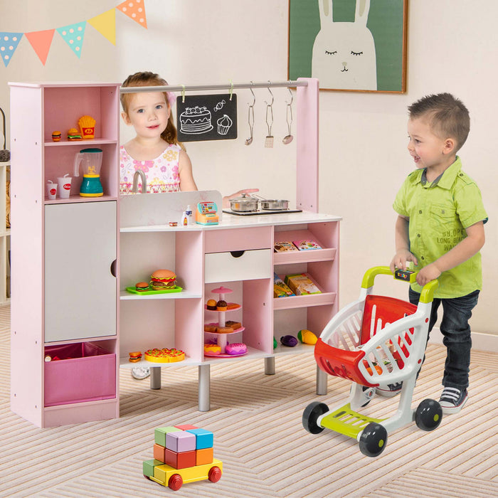 Cuisine Et Marche Pour Enfants 2 En 1 Avec Lumiere Et Son Realistes, 82 Accessoires Inclus