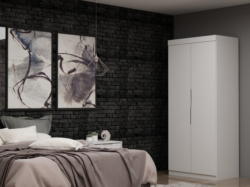 Armoire penderie contemporaine moderne Mulberry 2 pieces en blanc