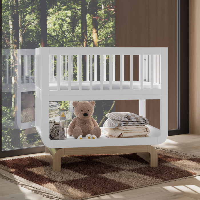 Storkcraft Santorini Berceau convertible 3-en-1 de luxe - Blanc avec bois clair