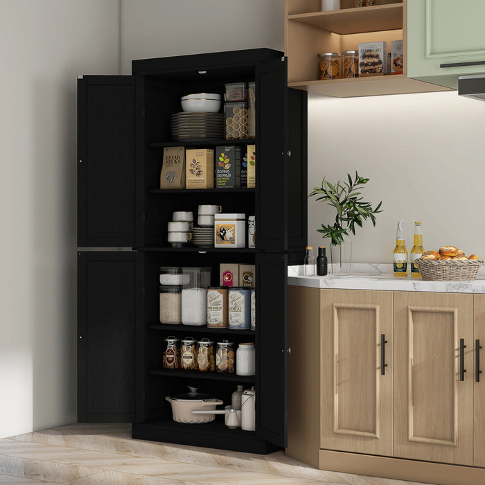 HOMCOM Armoire de cuisine independante 4 portes avec etageres, Noir