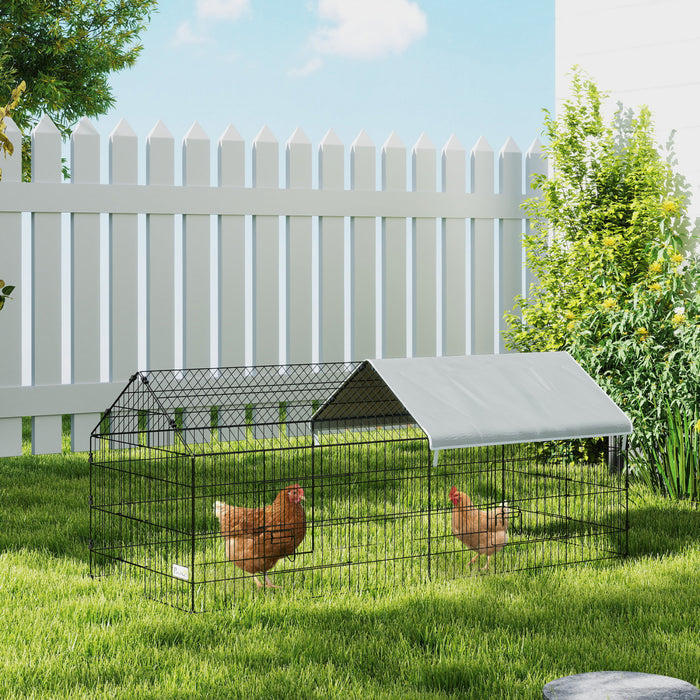 Cage exterieure pour petits animaux avec toit, argent