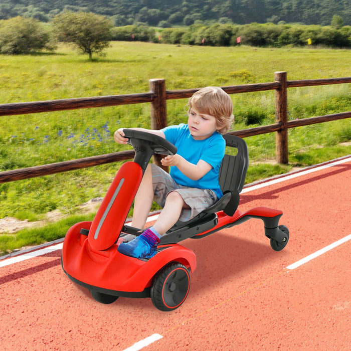 6v Karts De Drift, Voiture Karts Electrique Pour Enfants, Avec 5 Roues, Siege Reglable, Effets Sonores&klaxon, Jouet Voiture Enfants Avec Fonction De Derive, Pour 3-8 Ans, Charge 25 Kg, Rouge/rose/noir
