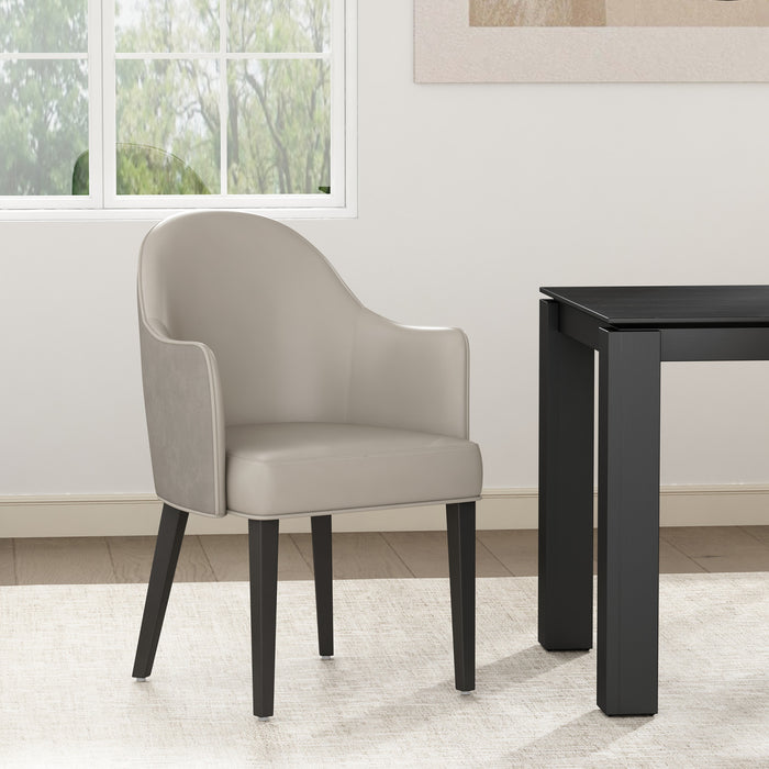 Fauteuil Hillman Moderne en Bois, Similicuir et Velours, Gris Clair