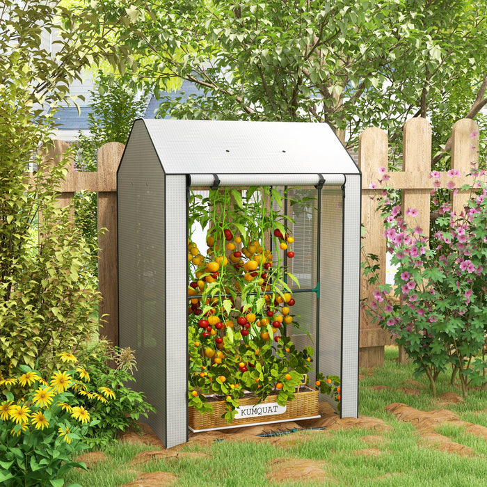 Outsunny Mini Serre portable pour tomates avec events, Blanche