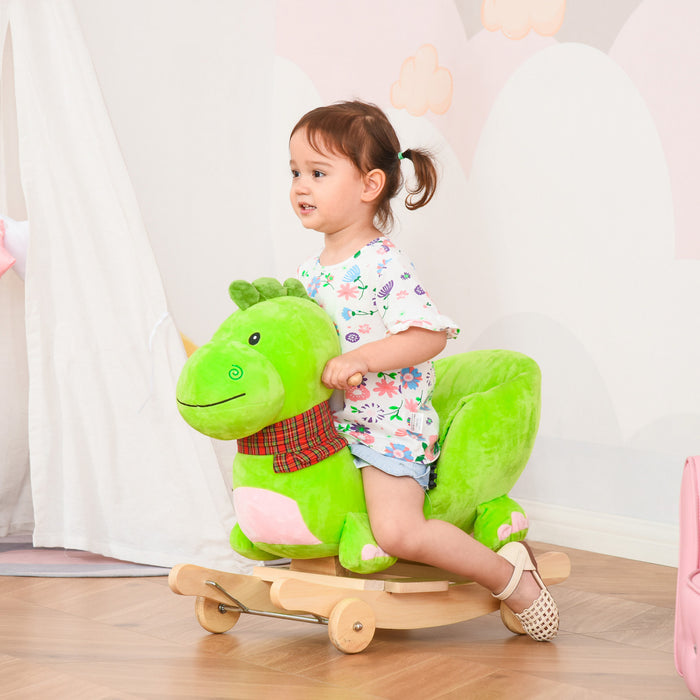 Qaba Bebe Cheval A Bascule Enfants Interactive 2-in-1 Poussette A Chevaucher Dinosaure A Bascule Avec Chanson De Pepiniere Cheval A Bascule 18+ Mois