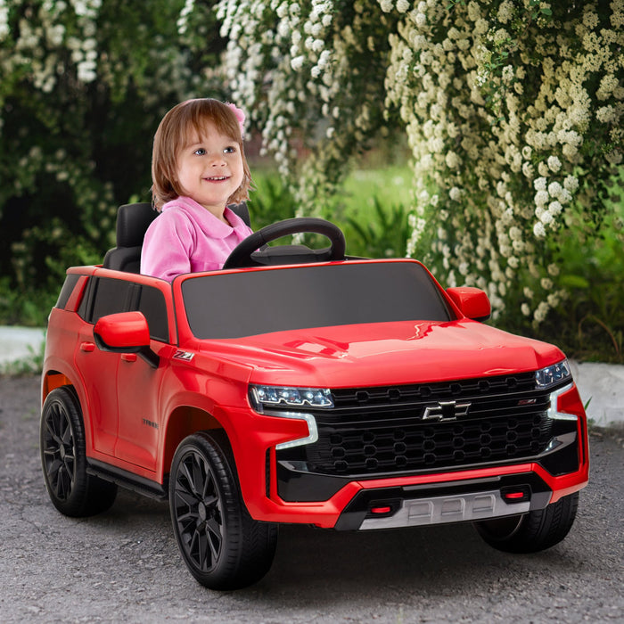 Aosom Chevrolet Voiture Electrique Sous Licence 12 V Pour Enfants Avec Telecommande, Klaxon, Cadeau Pour Garcons Et Filles De 3 A 6 Ans Avec Lecteur De Musique, Voiture Electrique Pour Enfants, Rouge