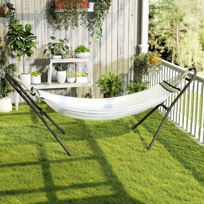 Outsunny Support de Hamac 2,7 m Hauteur Ajustable, Capacite 150 kg, Noir