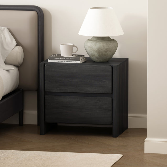 Table de nuit moderne Linda 24\" en gris charbon (2 tiroirs)