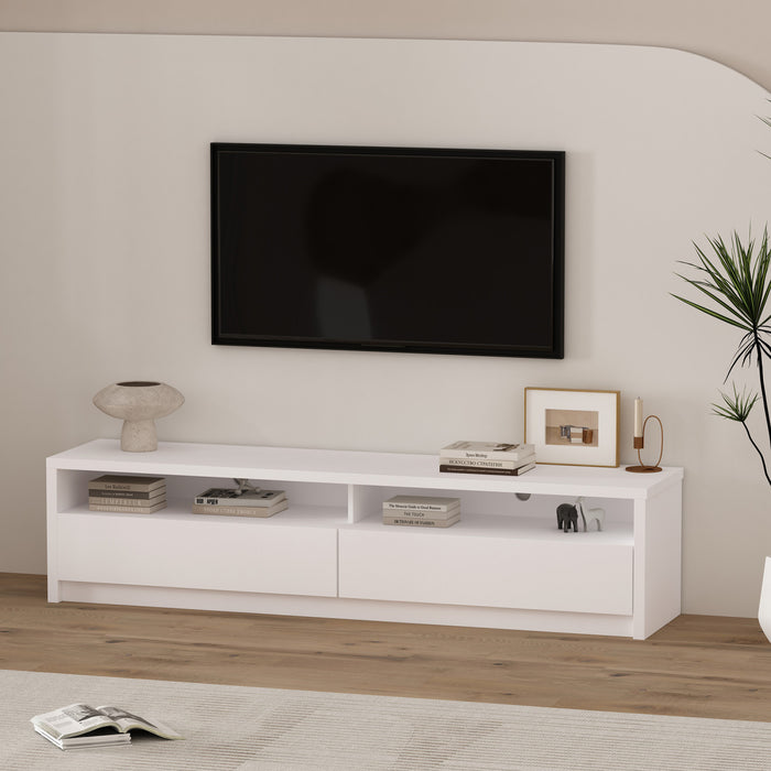 Meuble TV contemporain moderne Duncan 70\" en blanc