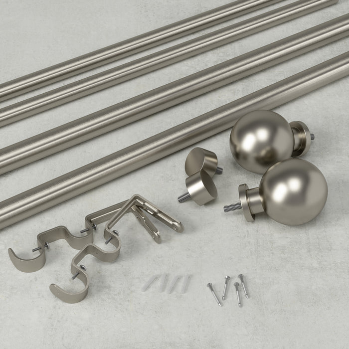  Tringle à rideaux extensible double Bolas de Umbra nickel de 1 po et de 3/4 po - 72 po à 144 po