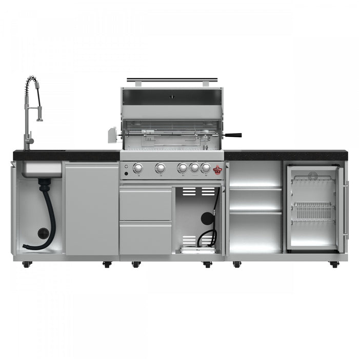 Cuisine d'exterieur Bulnes – BBQ en acier inoxydable de 60 000 BTU et comptoirs noirs – FODKT2506BLK