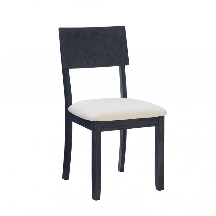 Chaise de salle à manger Jorissen en tissu d’apparence lin anthracite foncé - ensemble de 2