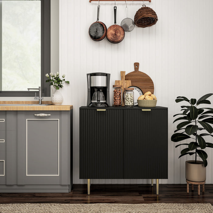 HOMCOM Buffet avec etageres reglables, Noir
