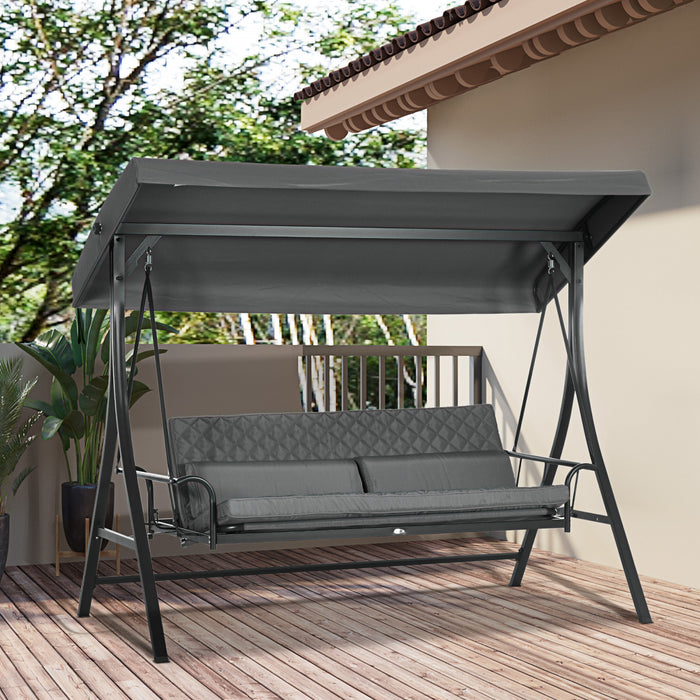 Outsunny Lit Balancoire De Porche Pour 3 Personnes Avec Auvent Reglable