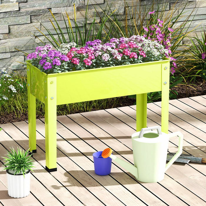 Costway 24\" Lit De Jardin Eleve Avec Les Jambes Boite De Planteur En Metal Elevee Trou De Drainage Cour Arriere Vert