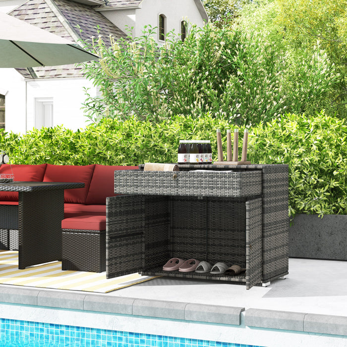 Outsunny Armoire De Rangement Exterieure En Osier Pour Piscine, Gris