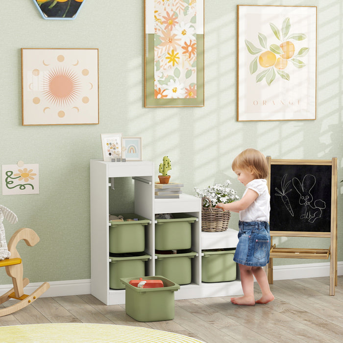 Qaba Organisateur de rangement pour jouets avec 6 bacs, vert