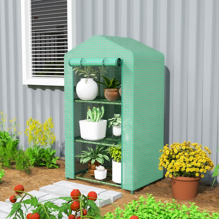 Outsunny Mini Serre A 3 Niveaux, Petite Serre Avec Couverture En Pe, Vert
