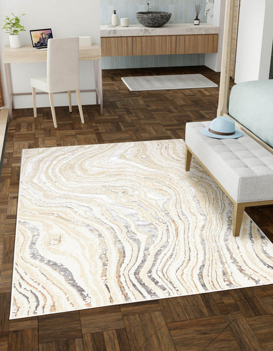 Tapis Contemporain/Moderne Clara 8'0\" x 10'0\" en Ivoire