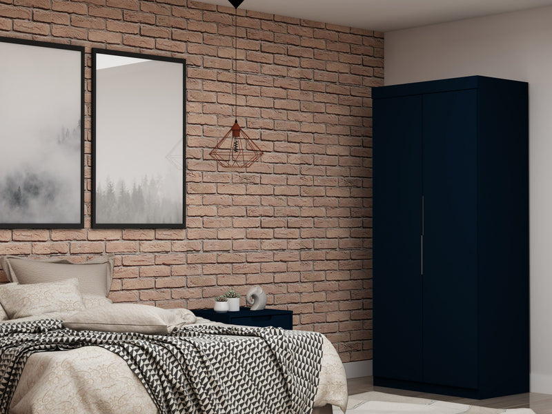 Armoire contemporaine moderne 2 pieces Mulberry en bleu minuit