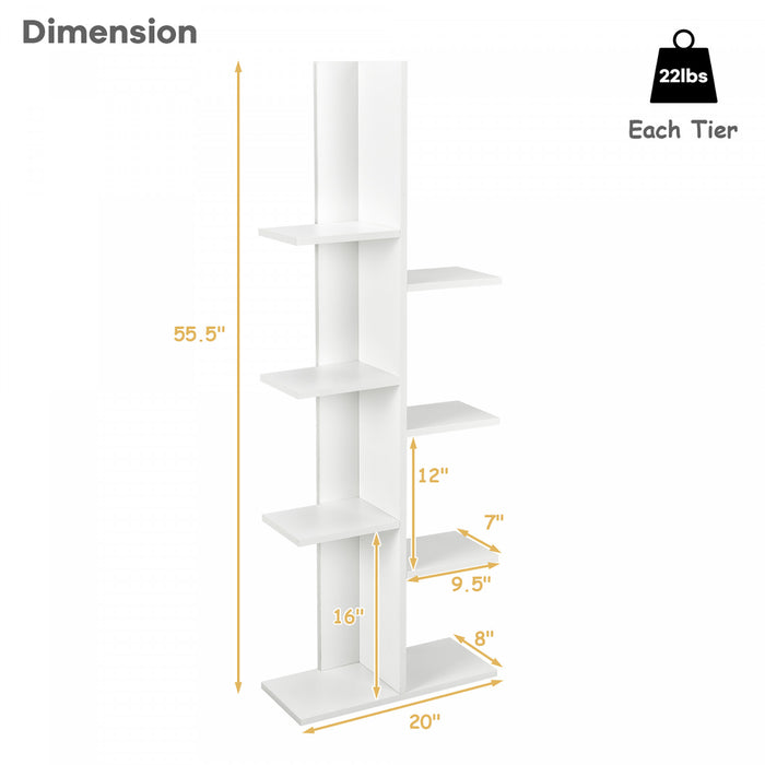Costway Open Concept Bibliotheque Plante Affichage Etagere Rack Stockage Holder Bois Blanc