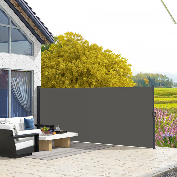 Outsunny Auvent Lateral Retractable 13'x6', Ecran De Confidentialite, Gris