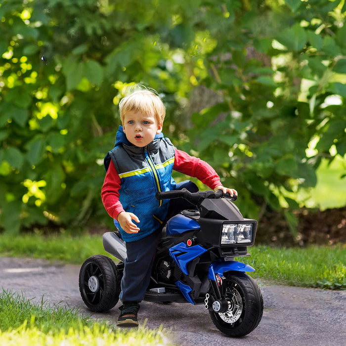 Aosom Pedale Electrique Moto Pour Enfants Jouet 6v Alimente Par Batterie Avec Klaxon De Musique Phares Moto Pour Filles Garcon 37-95 Mois Bleu