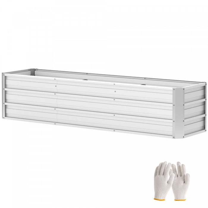 Outsunny Lit de jardin sureleve galvanise avec gants d'installation Argente