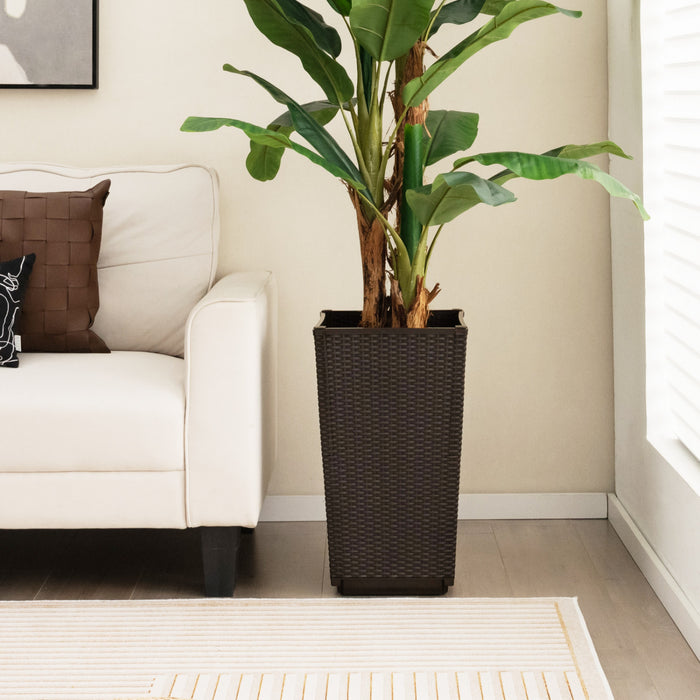 Costway 2pcs Outdoor Wicker Flower Pot 22,5 \"planters Hauts Avec Cafe Trou De Drainage