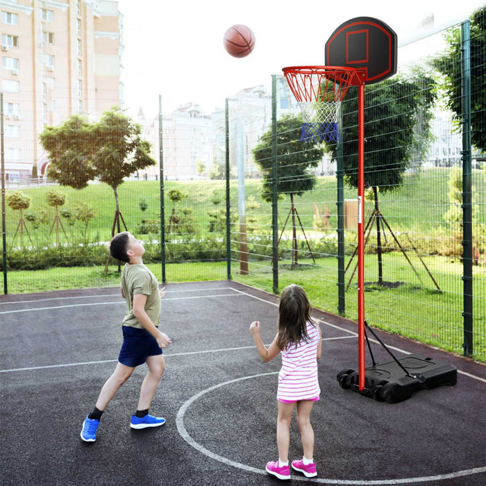 Base Et Panier De Basketball Reglable En Hauteur Costway, Support De Basketball Portable Avec 2 Roues, Base Remplissable, Filet En Nylon Resistant Aux Intemperies