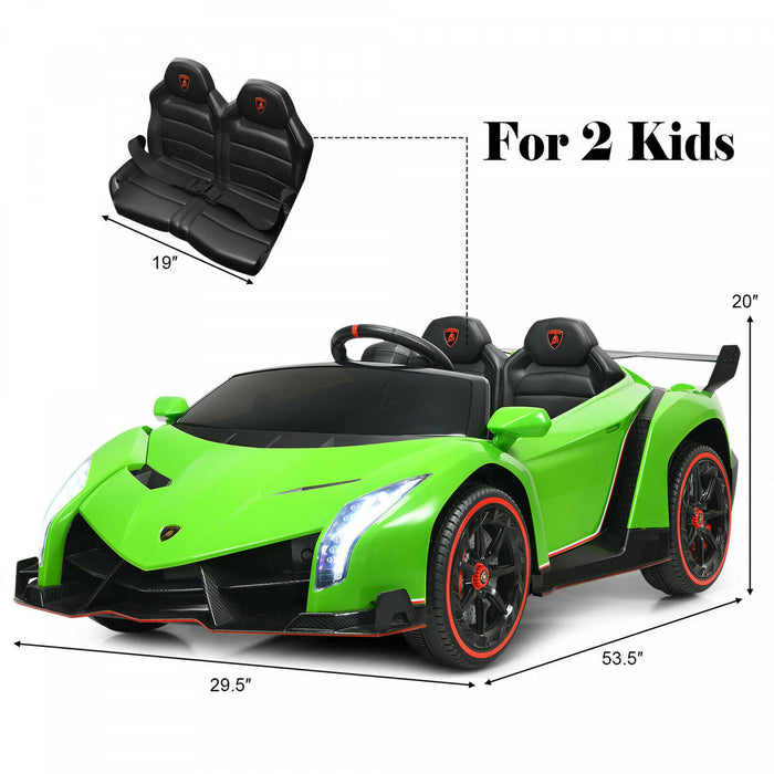 Costway 12v 2-siege Lamborghini Enfants Sous Licence Sur La Voiture W / RC & Swing Fonction Vert