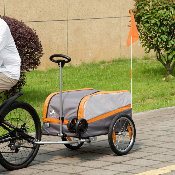 Aosom Remorque De Velo Et Chariot De Chariot, Chariot De Jardin Multi-usage Avec Coffre A Bagages, Grandes Roues De 40,6 Cm A Degagement Rapide, Reflecteurs De Securite, Attelage Et Poignee