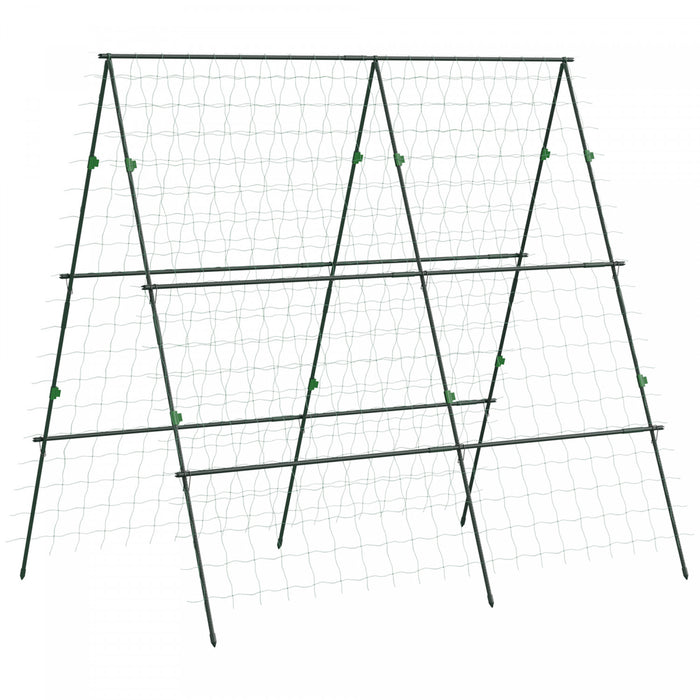 Outsunny Cage A Tomates En Metal Avec Filet Pour Plantes Grimpantes, Vert