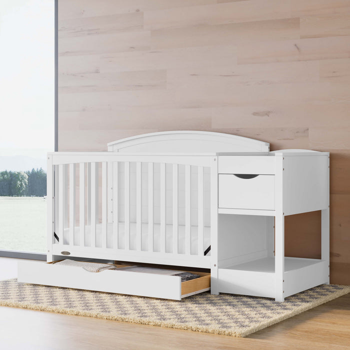 Graco Bellwood Lit de bebe convertible 5-en-1 avec table a langer - Blanc