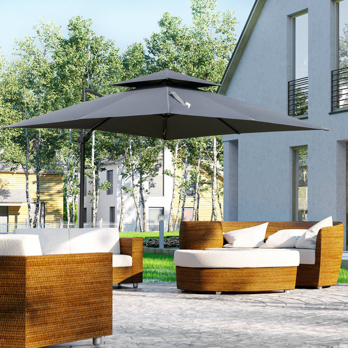 Outsunny 10' X 10' Parasol Deporte Inclinable 5 Angles, Double Toit