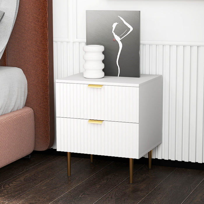 HOMCOM Table de chevet, table d'appoint avec 2 tiroirs, blanc