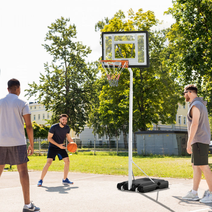 Soozier Panier De Basket Portable Reglable De 8 A 12 Pieds Avec Roues