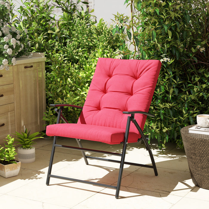 Outsunny Chaise Longue Pliable, Fauteuil Inclinable Rembourre, Rouge