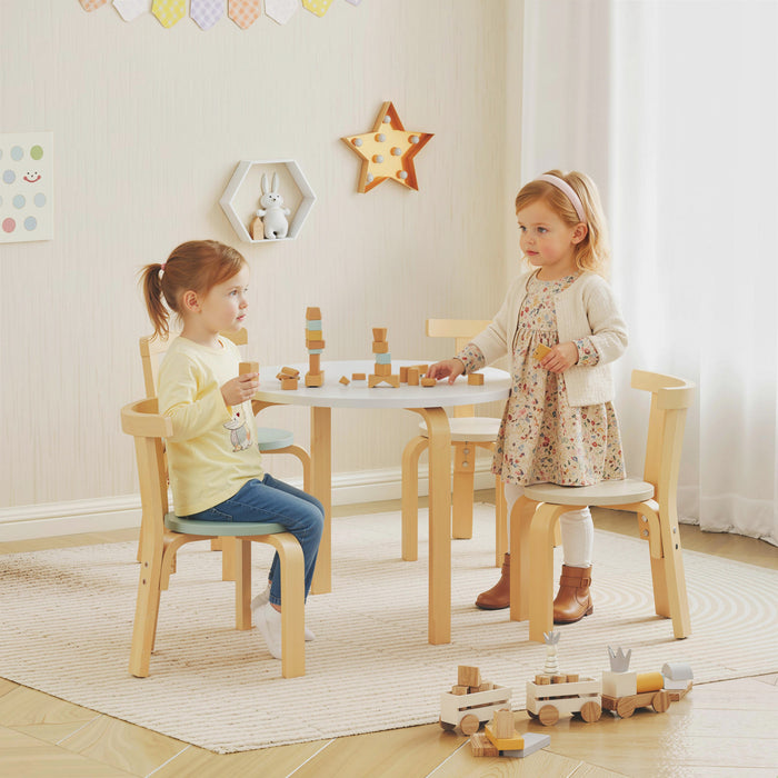 Qaba Ensemble table et chaises pour enfants, table et chaises en bois, vert