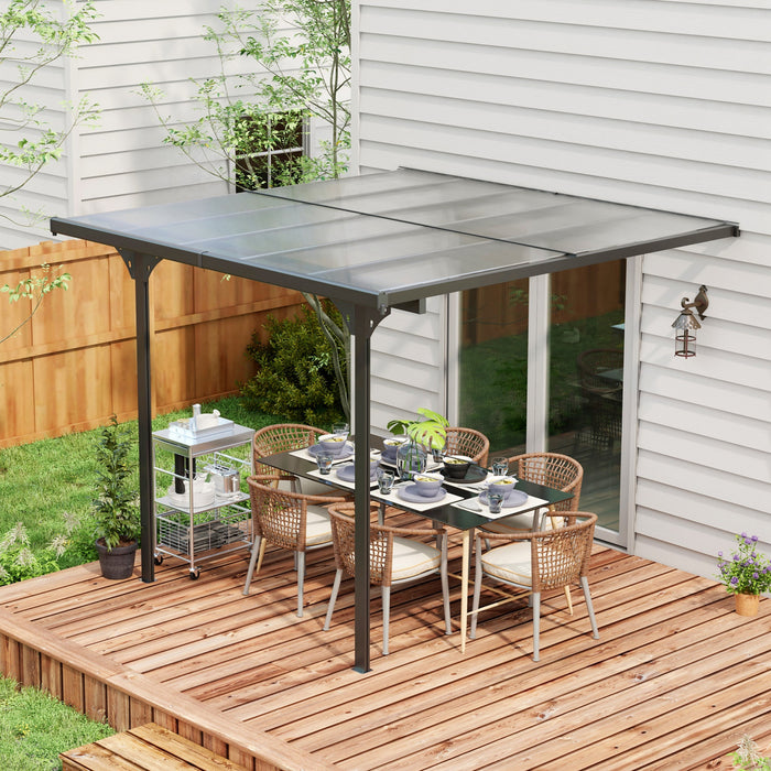 Outsunny Pergola Exterieure A Toit Rigide En Polycarbonate Gazebo Gris
