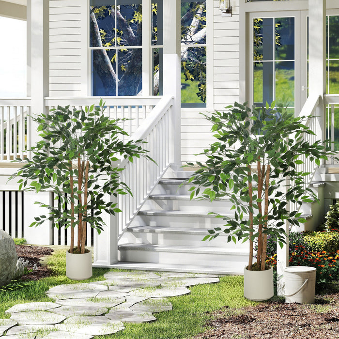 HOMCOM Faux Banian de 4pi, Ensemble de 2 Plantes Artificielles
