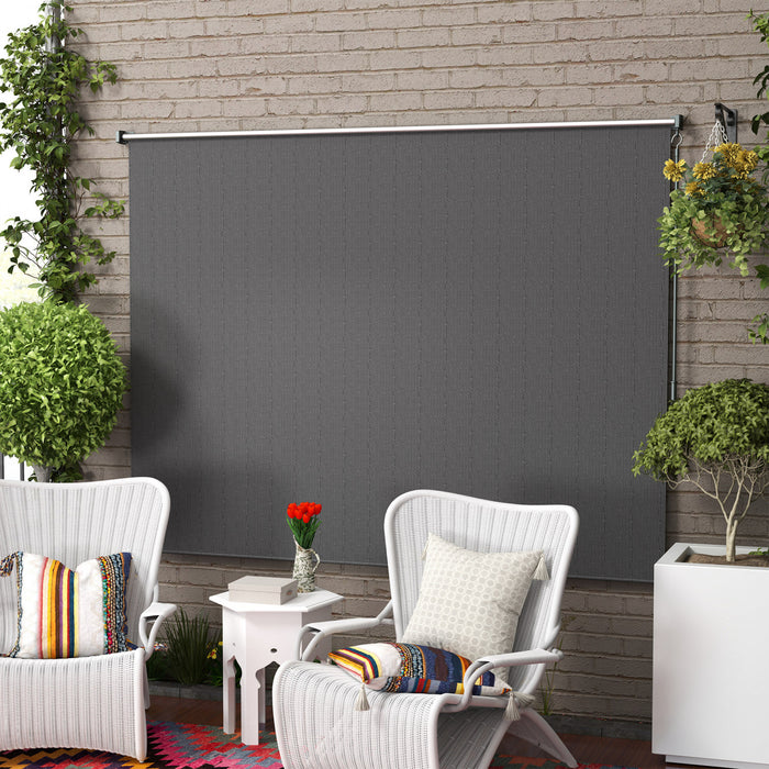 Outsunny Store Enrouleur Exterieur, Store De Porte Patio 8'x6', Gris Fonce