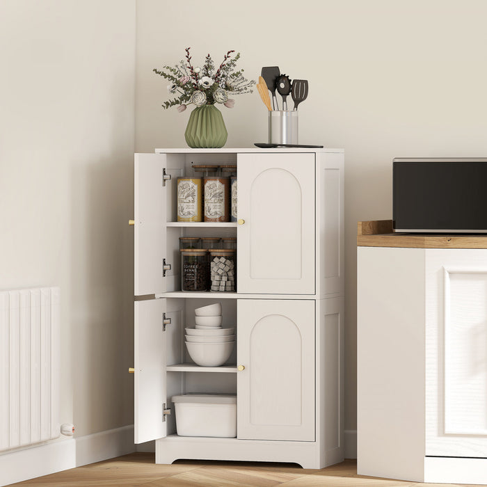 HOMCOM Armoire de cuisine 43\", meuble de rangement a 4 niveaux, blanc