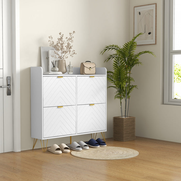 HOMCOM Armoire de rangement pour chaussures avec 4 tiroirs rabattables