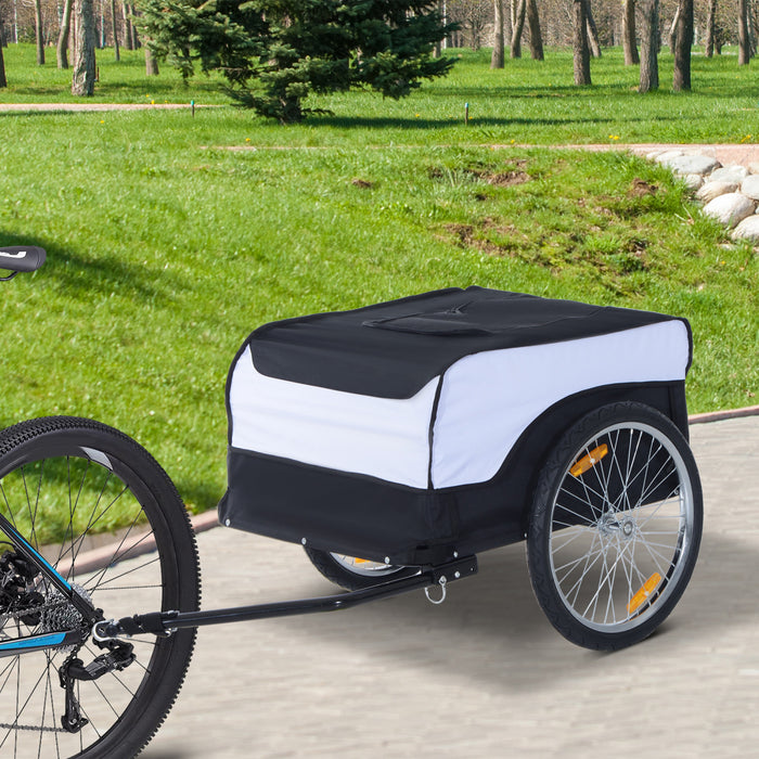 Homcom Remorque Pour Velo Porte-bagages Pour Velo Chariot Avec Housse Blanc Noir